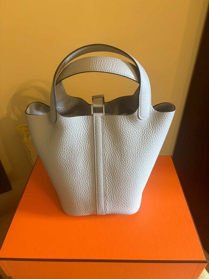 Hermès Picotin 18 in Blue Glacier with palladium hardware