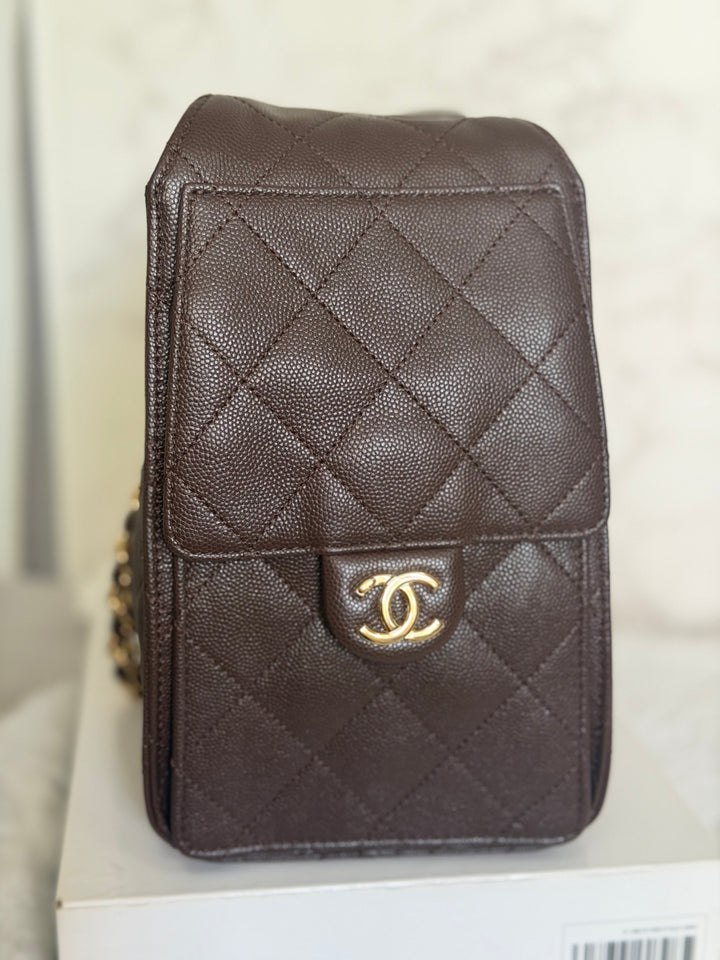 CHANEL 26B Chocolate brown Caviar LGHW 25 Hobo Bag size Small 2026