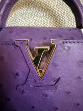 Load image into Gallery viewer, LOUIS VUITTON LV Mini Capucines LGHW Amethyst Ostrich Leather with detachable strap
