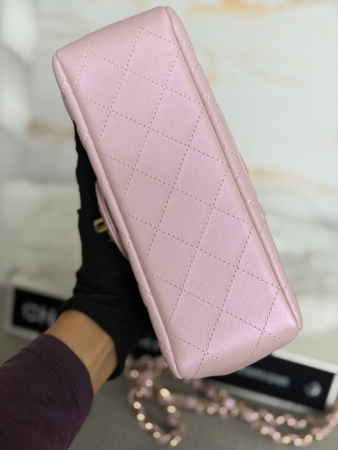 CHANEL 21S Light Pink Calf Skin LGHW Mini rectangular flap bag series 31 2021 *super rare*