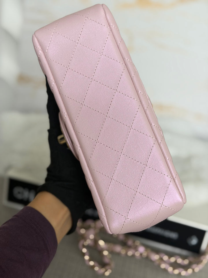 CHANEL 21S Light Pink Calf Skin LGHW Mini rectangular flap bag series 31 2021 *super rare*