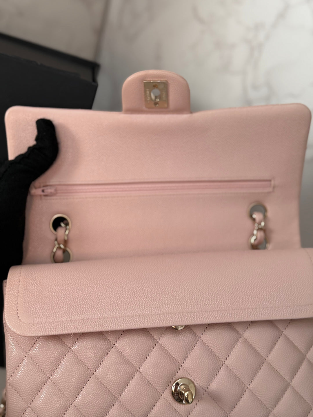 CHANEL 21C 2021 Rose Clair Caviar LGHW Medium ML 11.12 Timeless Classic Double Flap Bag