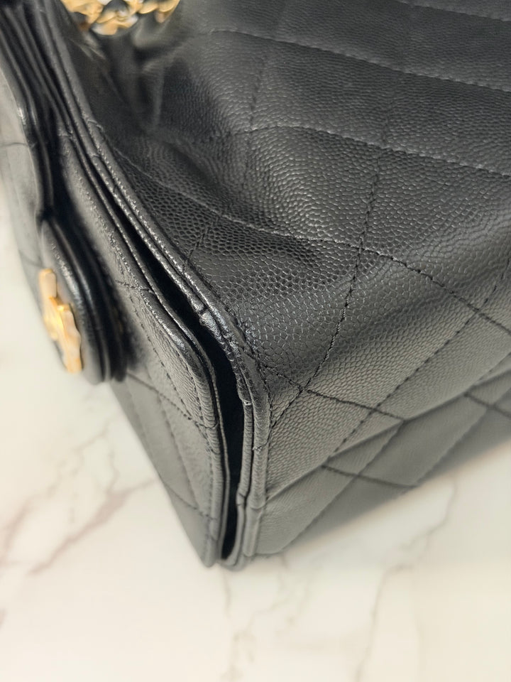 CHANEL 26C Black Caviar aged GHW Mini 25 Hobo Bag