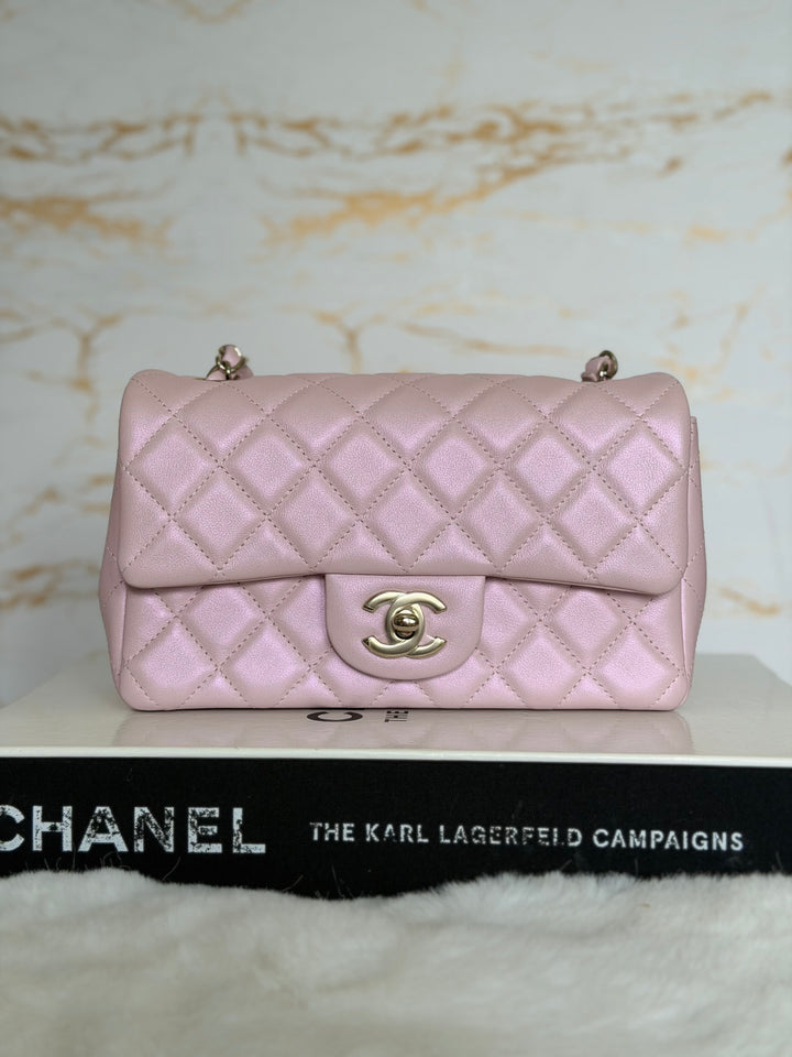 CHANEL 21S Light Pink Calf Skin LGHW Mini rectangular flap bag series 31 2021 *super rare*