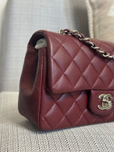 Load image into Gallery viewer, Chanel series 28 2019 Burgundy Lambskin Silver HW Mini Rectangular Flap Bag
