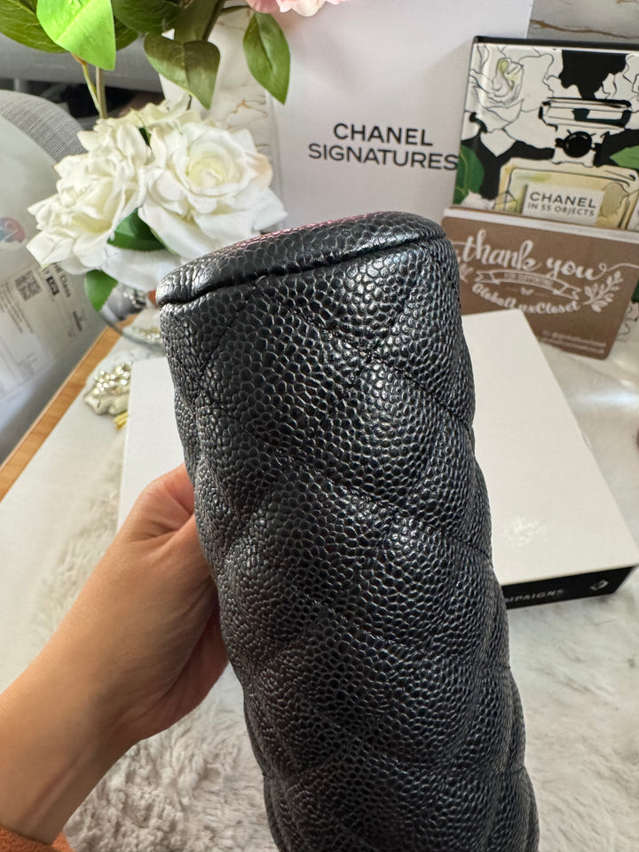 Chanel series 15 Black Caviar SHW Classic Clutch