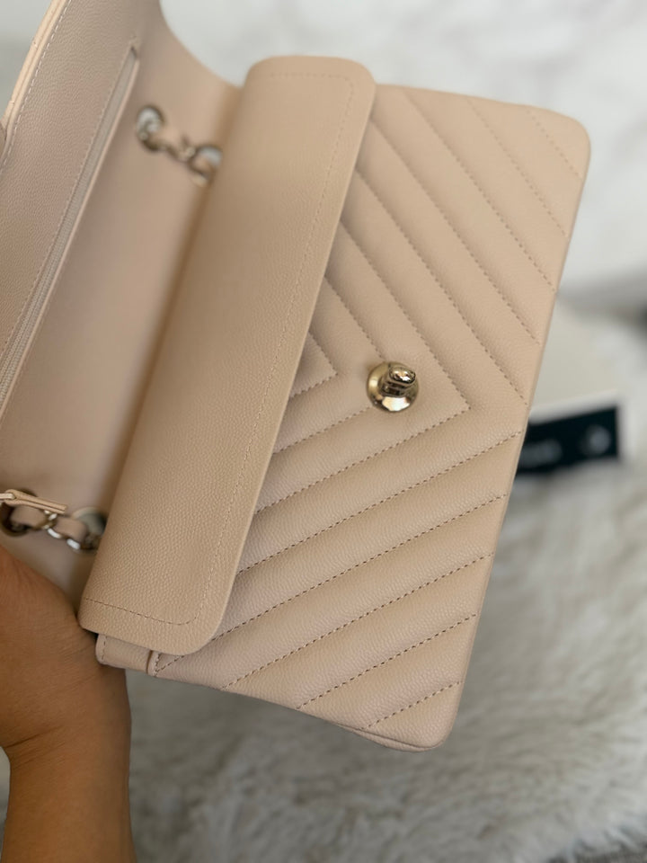 CHANEL series 31 Beige Caviar LGHW Chevron Small timeless Classic double flap Bag 2020/2021
