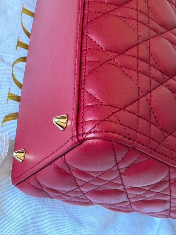 Christian Dior Lady Dior Medium in Red Lambskin GHW (2021)