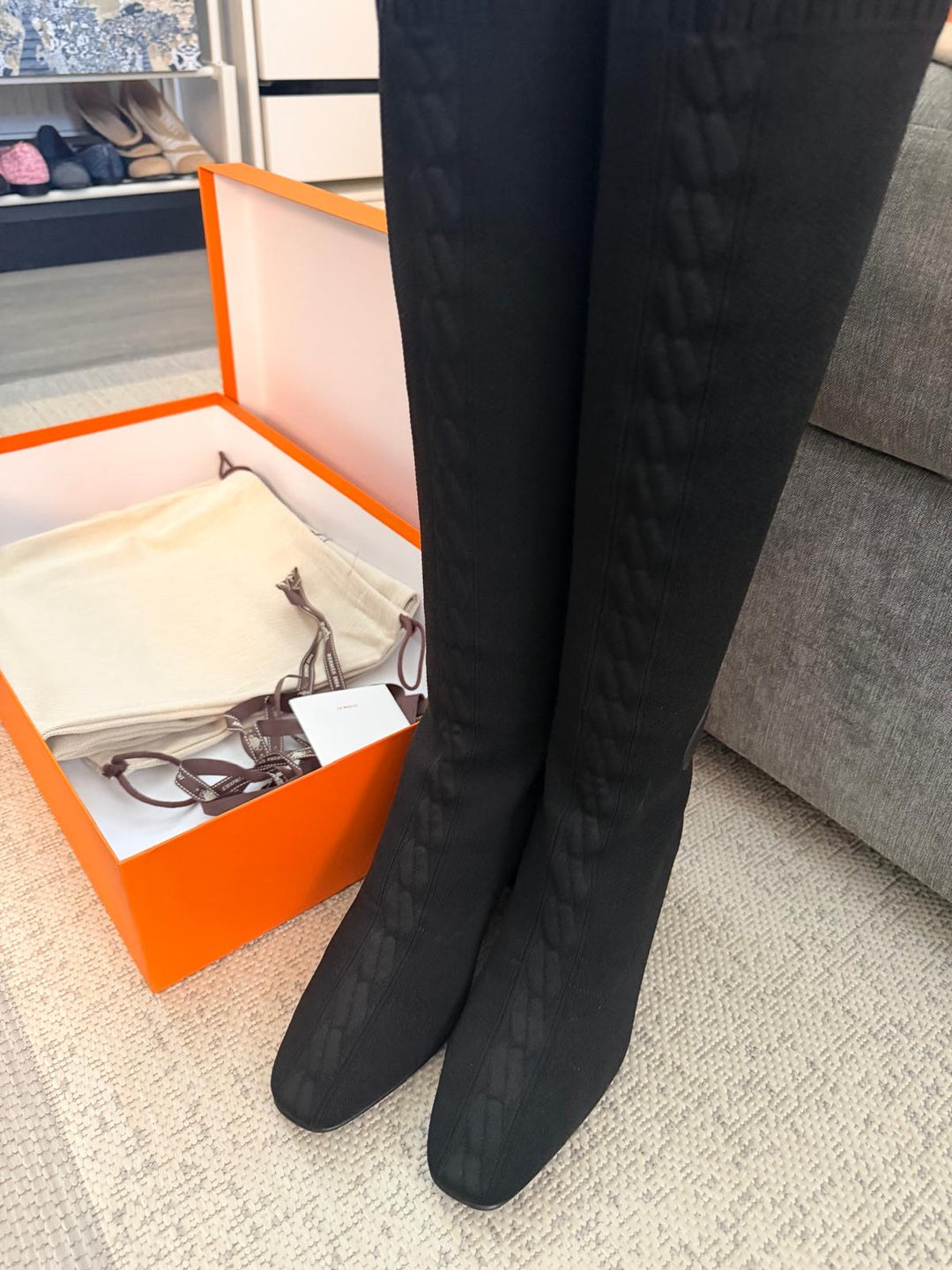 HERMÈS Fontaine 60 Boots size EU 40 UK 7 Black