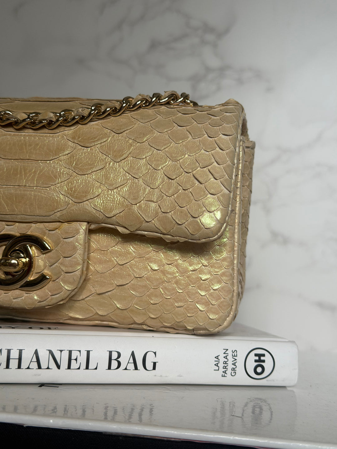 CHANEL series 20 Iridescent Ivory Llizard Exotic skin Extra Mini Rectangular Flap Bag LGHW
