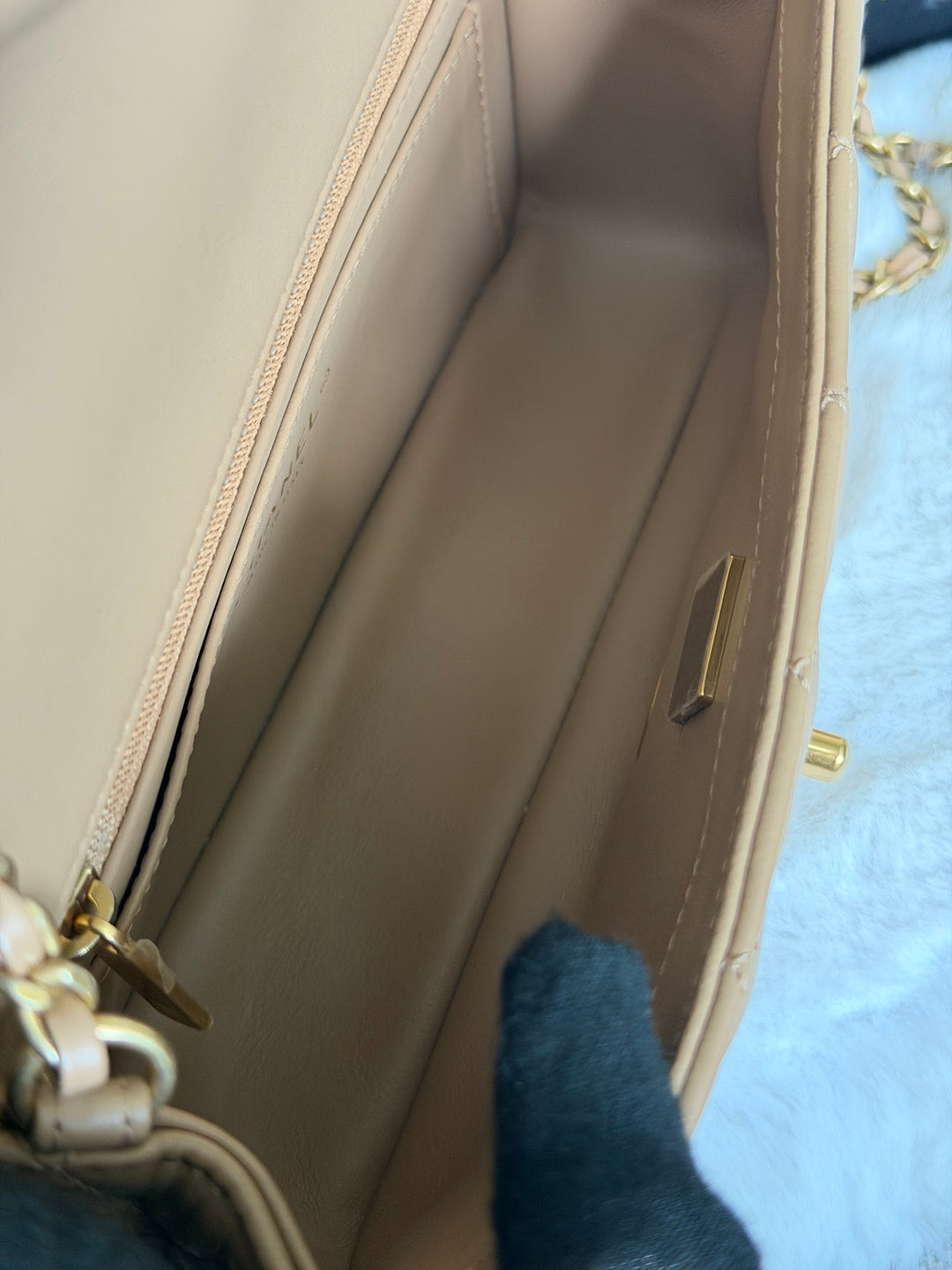 CHANEL 22B Taupe Dark Beige Lambskin Aged GHW Pearl Crush Adjustable Chain Mini Rectangular Flap Bag 2022