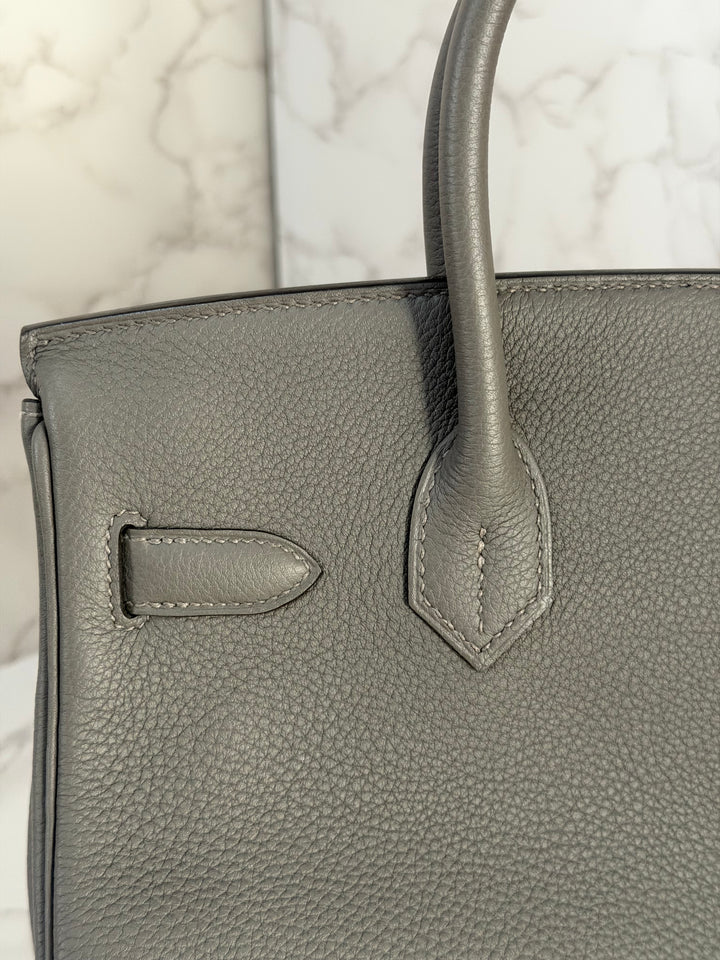 Hermes Birkin 30 Gris Meyer Togo Leather GHW Stamp U 2022