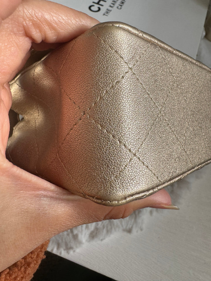 Chanel 21P series 31 Iridescent Gold Lambskin LGHW Mini Rectangular Flap Bag