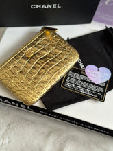 Load image into Gallery viewer, Chanel 19A Gold Calf skin Croc Embossed Mini O Case with Aged GHW
