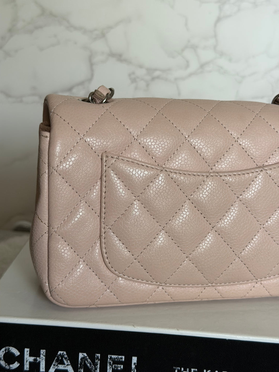 CHANEL series 18 Light Sakura Pink Caviar SHW Mini Rectangular Flap Bag 2014 14C collection