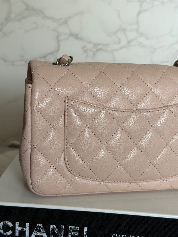 CHANEL series 18 Light Sakura Pink Caviar SHW Mini Rectangular Flap Bag 2014 14C collection