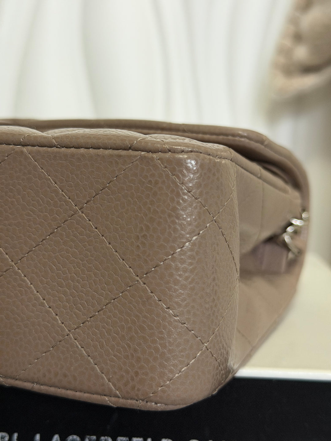 CHANEL series 20 15B Taupe Caviar SHW Medium ML Timeless Classic Double Flap Bag