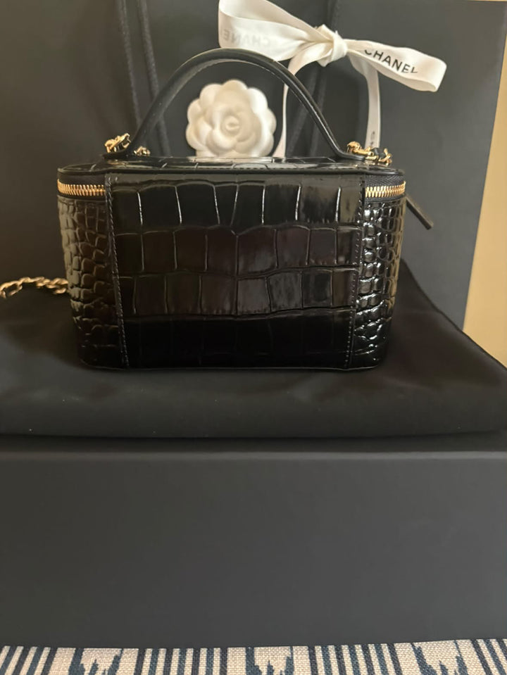 CHANEL 26A Croc Embossed Calf Skin Vanity with top handle Shiny GHW 2026