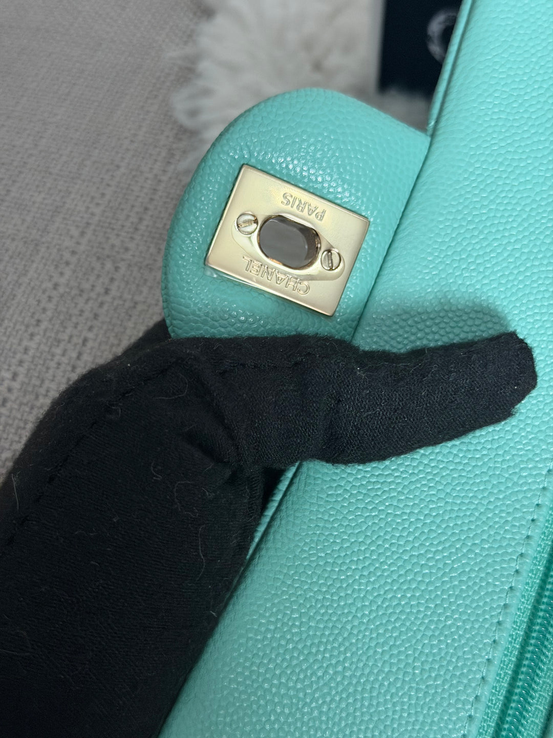 CHANEL 21S series 31 Tiffany Green/Blue Caviar LGHW Small Timeless Classic Double Flap Bag 2021 super rare