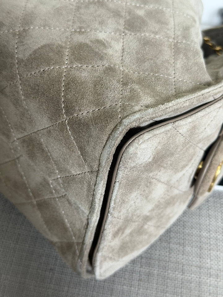 CHANEL Grey Suede 25 Hobo Bag size SMALL aged GHW 2025/2026