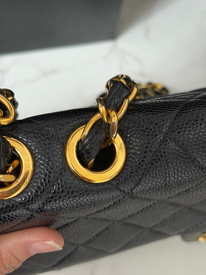 Chanel Series 7 24K GHW Black Caviar Vintage Jumbo Single Flap Bag 2008/2009