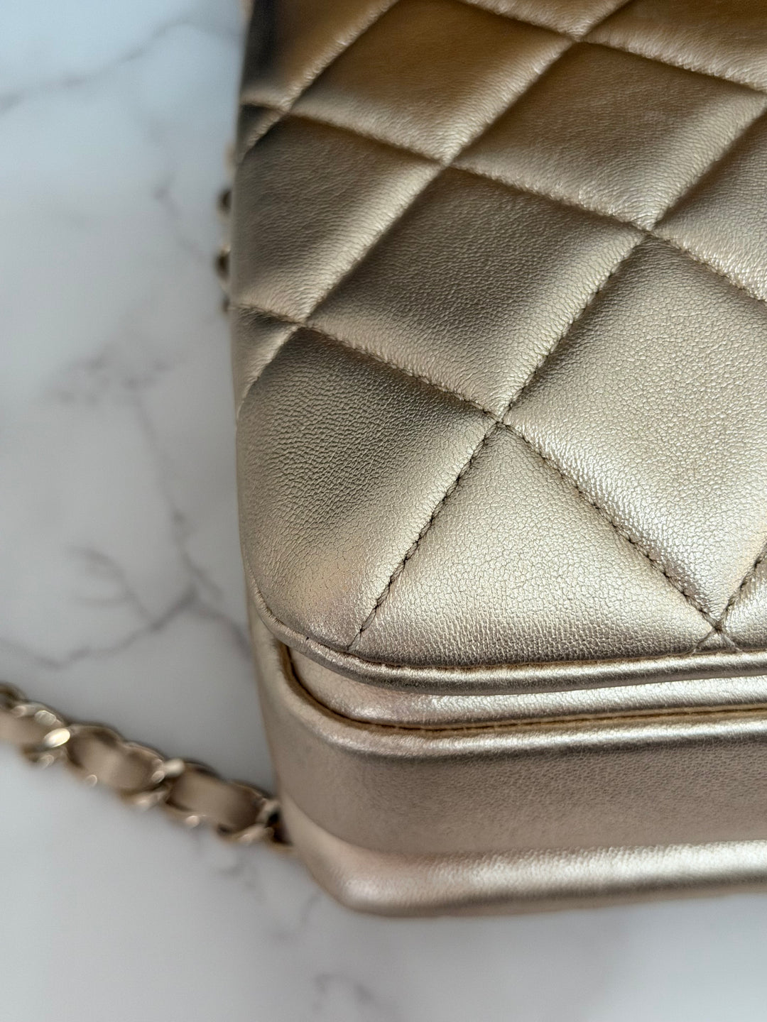 CHANEL series 30 Metallic Gold Lambskin LGHW Trendy CC top Handle Bag with non detachable Strap size SMALL 2020