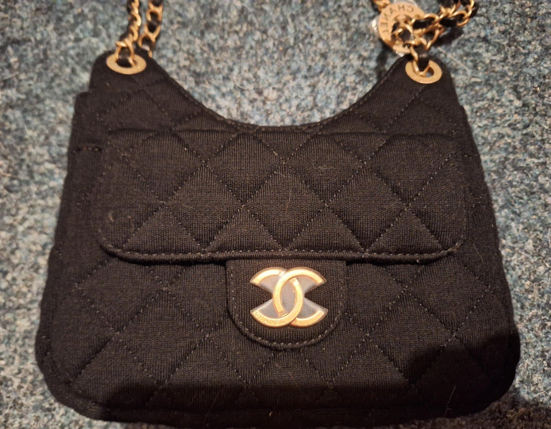 CHANEL Jersey Wavy Hobo Bag with Aged GHW Size Small