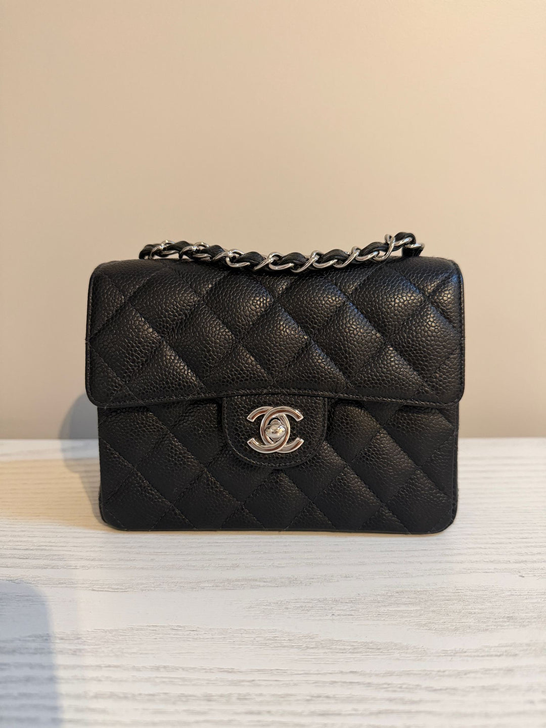 CHANEL series 9 Black Caviar SHW Vintage Mini Flap Bag