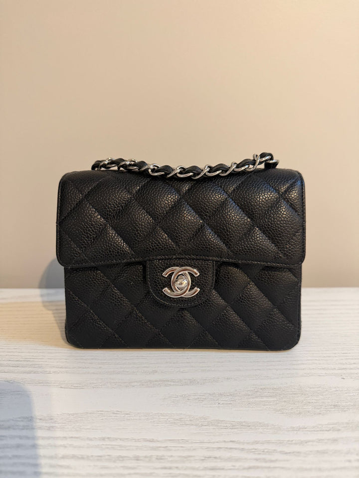 CHANEL series 9 Black Caviar SHW Vintage Mini Flap Bag