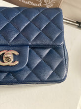 Load image into Gallery viewer, Chanel series 24 (2017) Navy Blue Caviar SHW Square Mini Flap Bag
