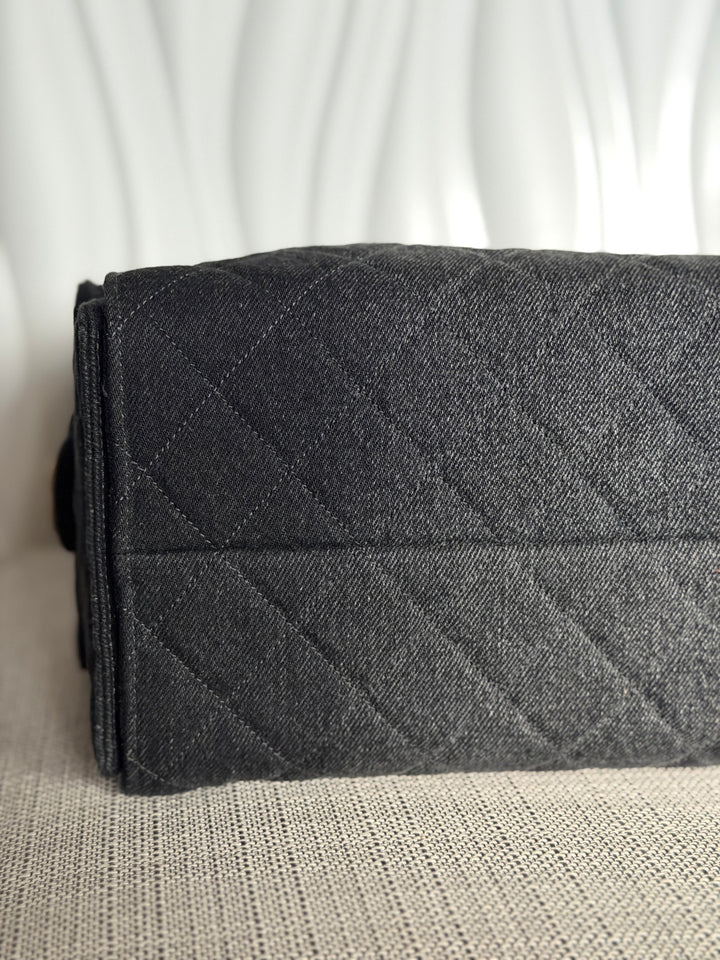 CHANEL 25S 2025 Black Denim Medium 25 Hobo Bag with Detachable Pouch Aged GHW