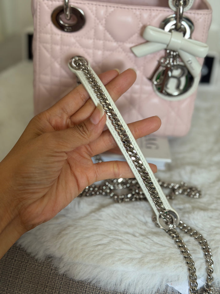 DIOR Mini Lady Dior Two Tone Latte and Rose Tendre SHW 2025
