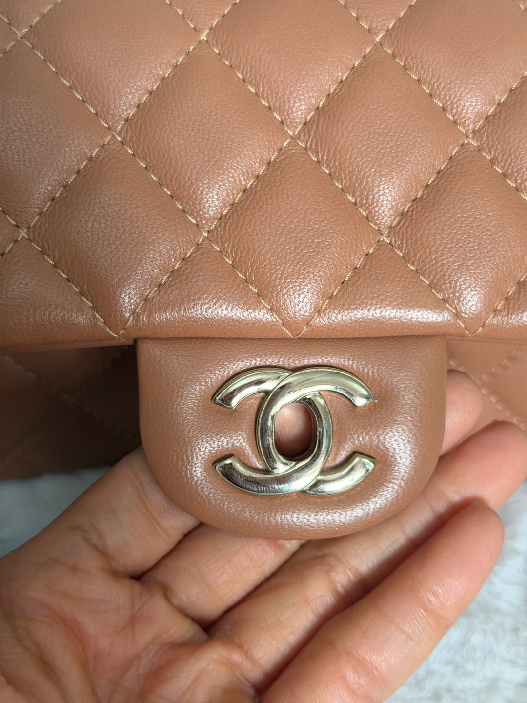 CHANEL 22S Caramel Brown NB356 Lambskin LGHW Mini Rectangular Flap Bag 2022