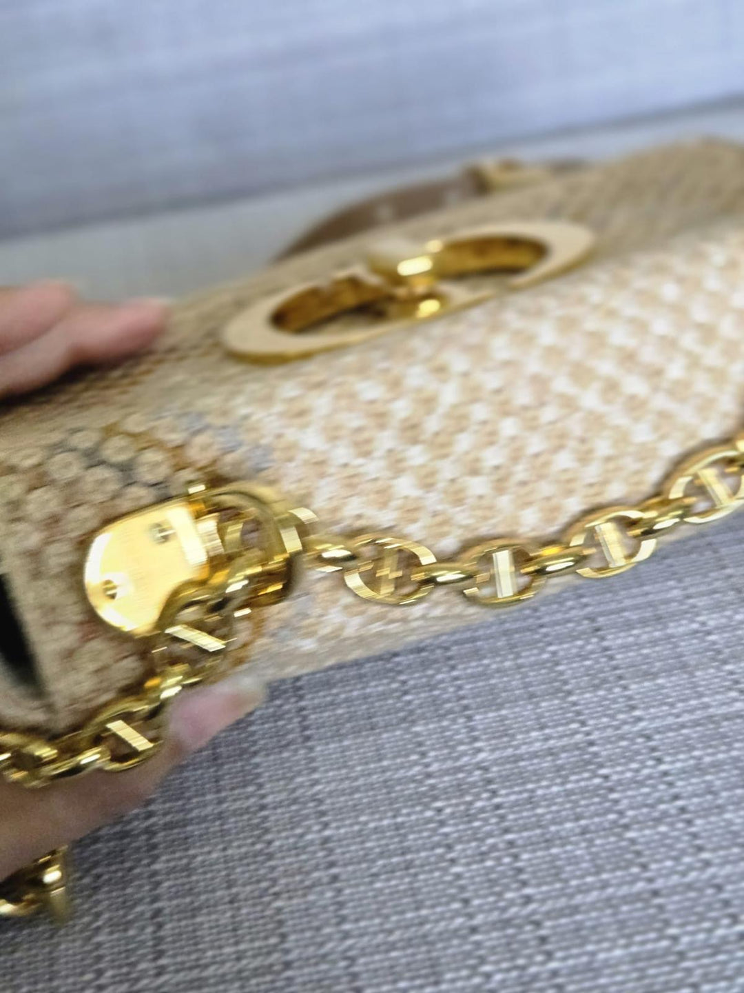 DIOR Cannage Woven Raffia and Suede in Beige GHW size SMALL