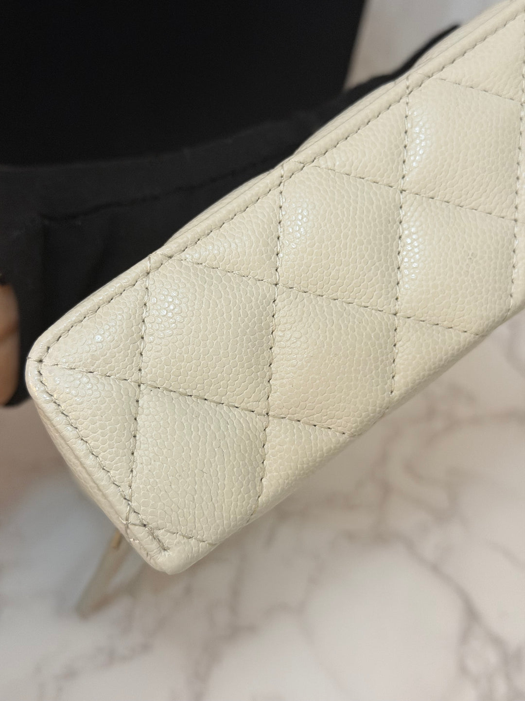 CHANEL 25B 2025 Light Grey Caviar LGHW Long Vanity Bag with Detachable Chain