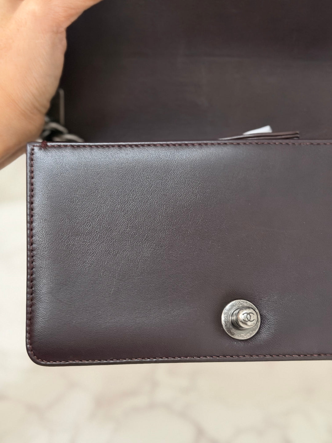 Chanel series 21 2015 Burgundy Lambskin Stingray SMALL Le Boy Flap Bag with Ruthenium HW