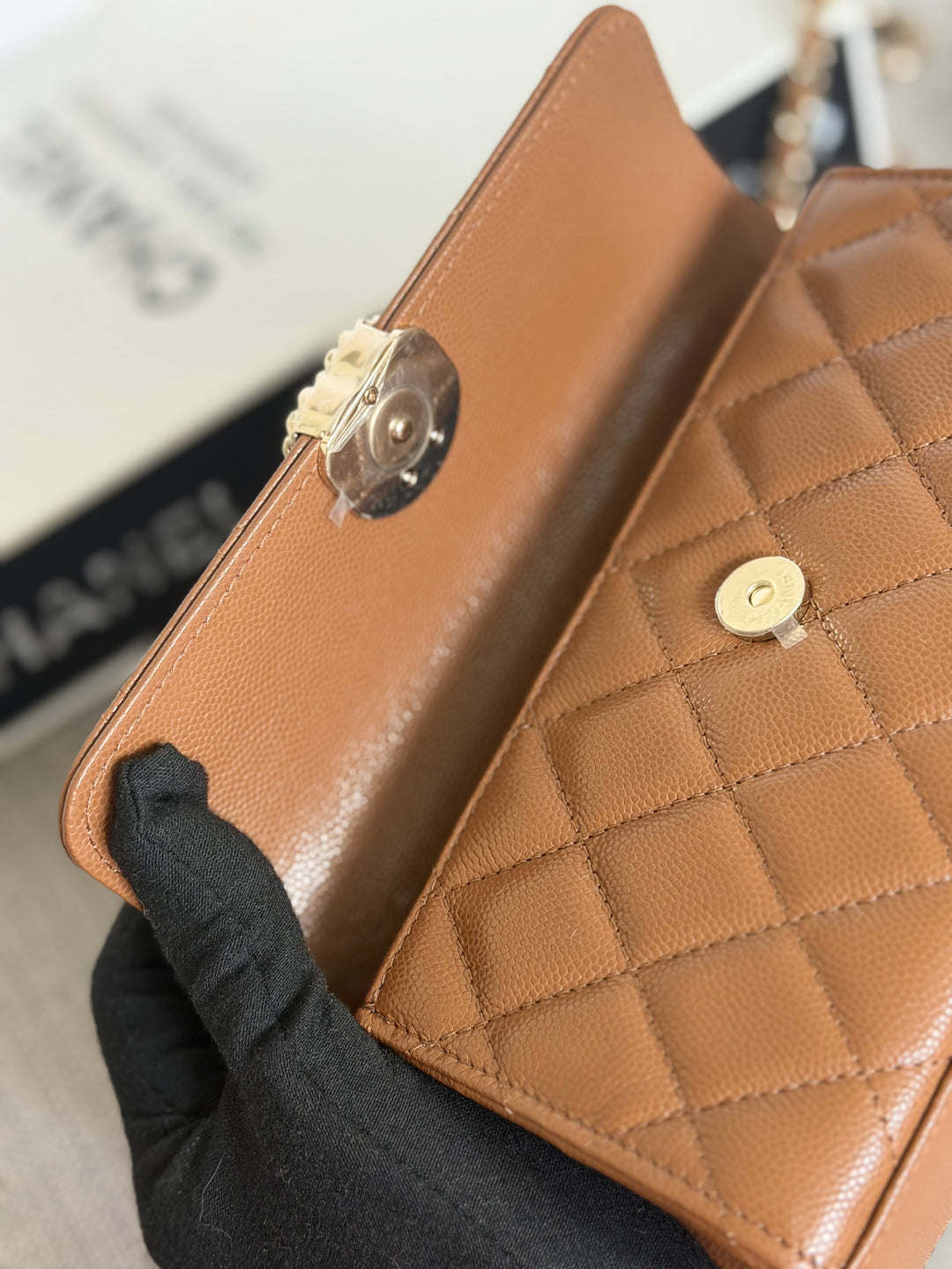 CHANEL 26P Brown Caviar LGHW Top Handle Vanity Clutch with Chain 2026