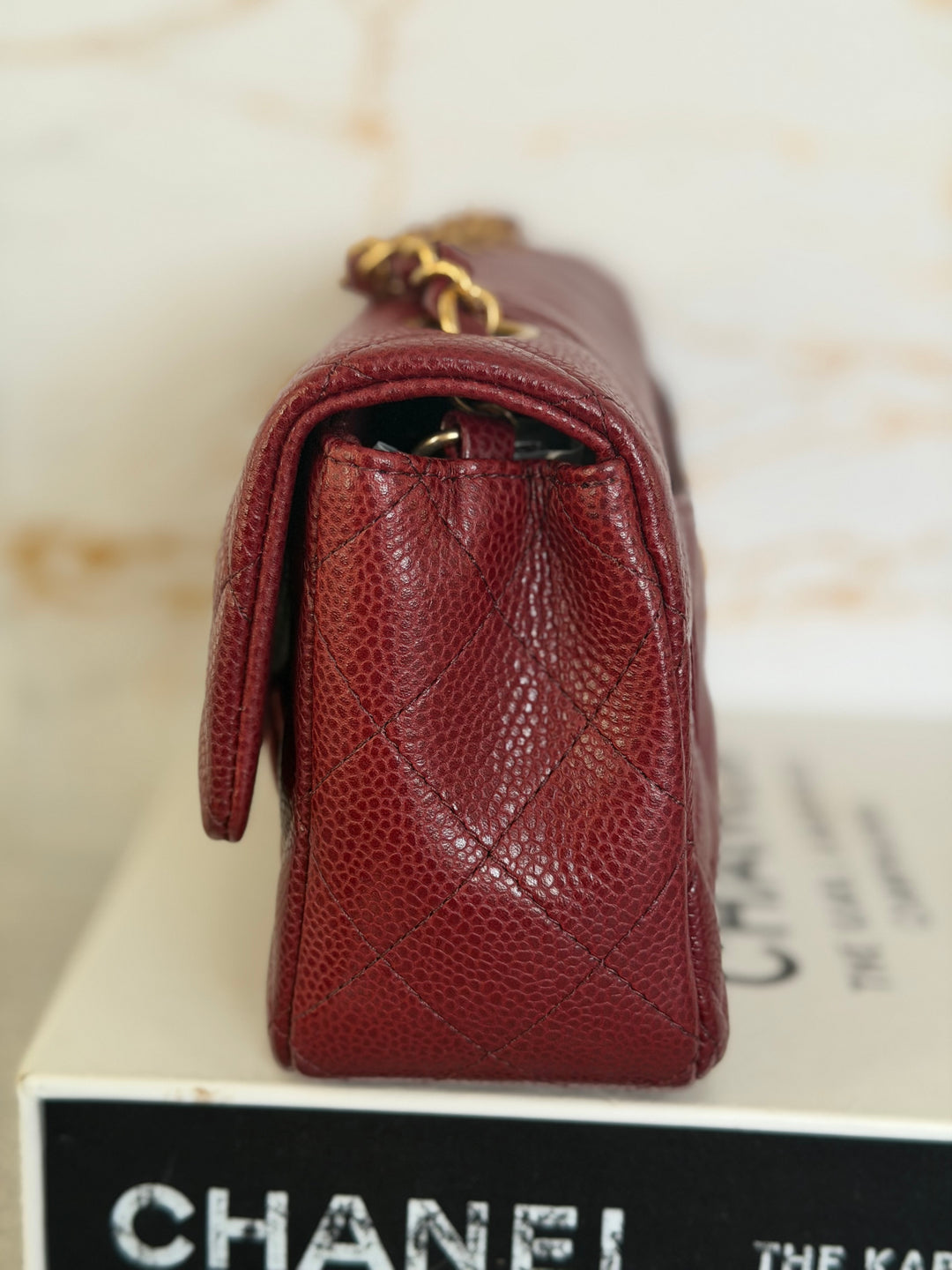 CHANEL series 21 15B collection Burgundy Caviar GHW Mini Rectangular Flap Bag 2015 RARE