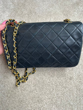 Load image into Gallery viewer, CHANEL series 1 Black Lambskin 24k GHW Full Flap Bag
