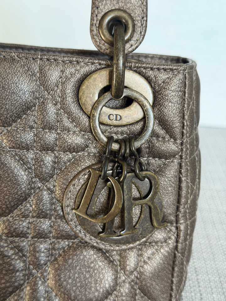 Dior Lady Dior Mini In Bronze Lambskin Bronze Hardware 2007