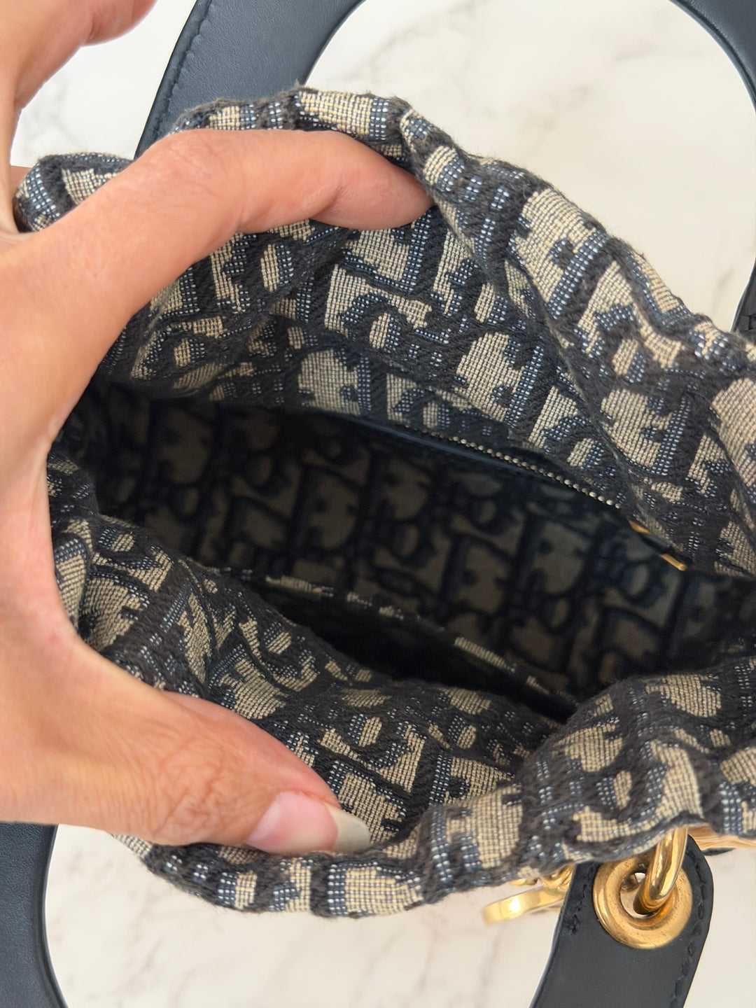 DIOR Lady Dior Wicker Bag Oblique Canvas in Black and Cream size Mini