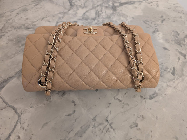 CHANEL series 28 19B collection Dark Beige Caviar LGHW Medium M/L Timeless Classic Double Flap Bag 11.12