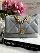 Load image into Gallery viewer, Chanel 19 size Small series 29 2020 Cruise Collection 20C Grey Lambskin Mixed HW Flap Bag
