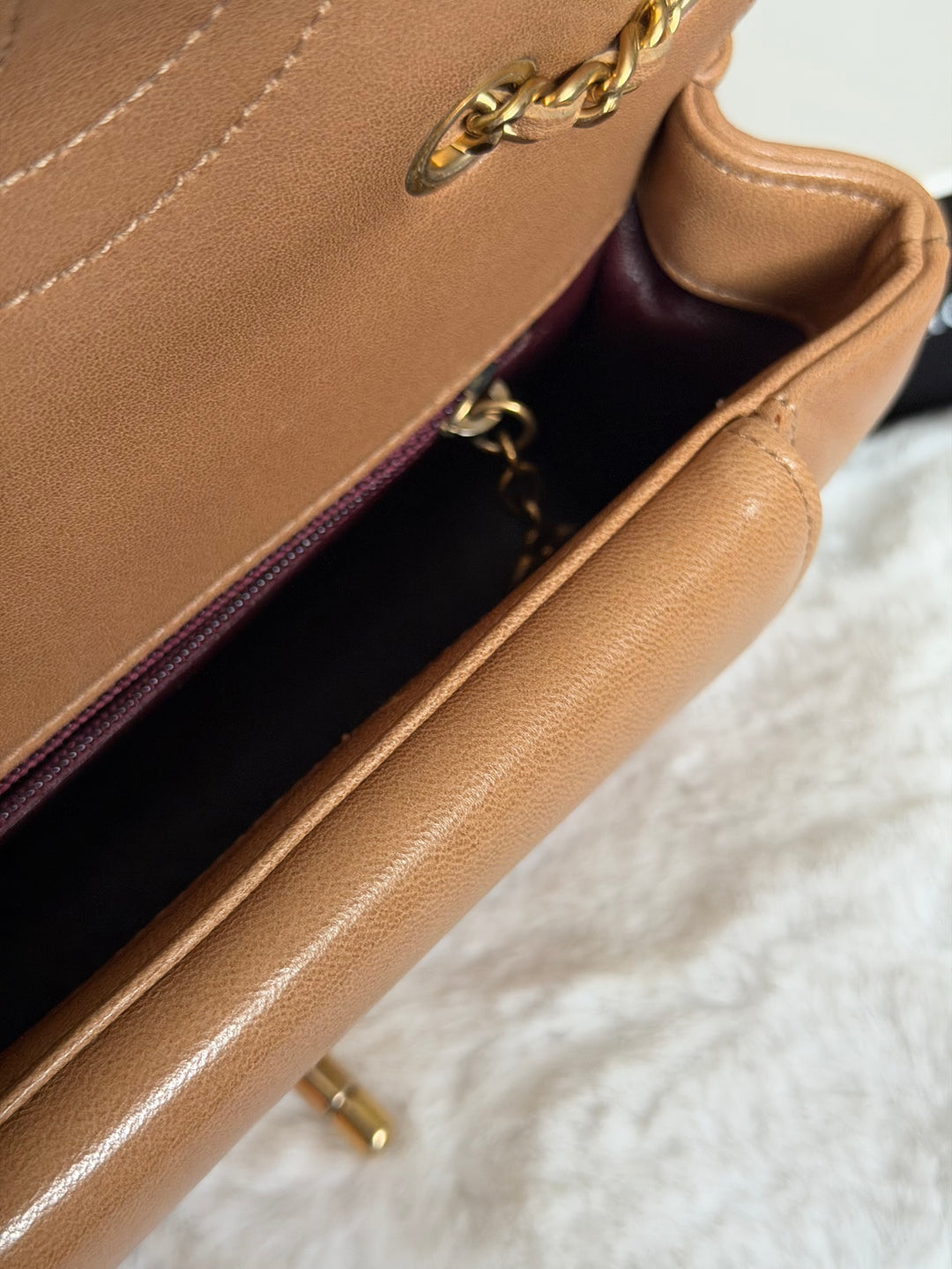 CHANEL series 21 Caramel Brown Lambskin aged GHW Diana Reissue Flap Bag size SMALL 2015
