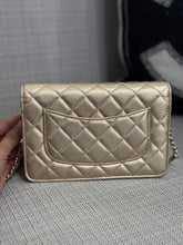 Load image into Gallery viewer, Chanel 21P 2021 Pre Spring/Summer Collection series 31 Iridescent Gold Lambskin Champagne GHW Classic Wallet on Chain (WOC)
