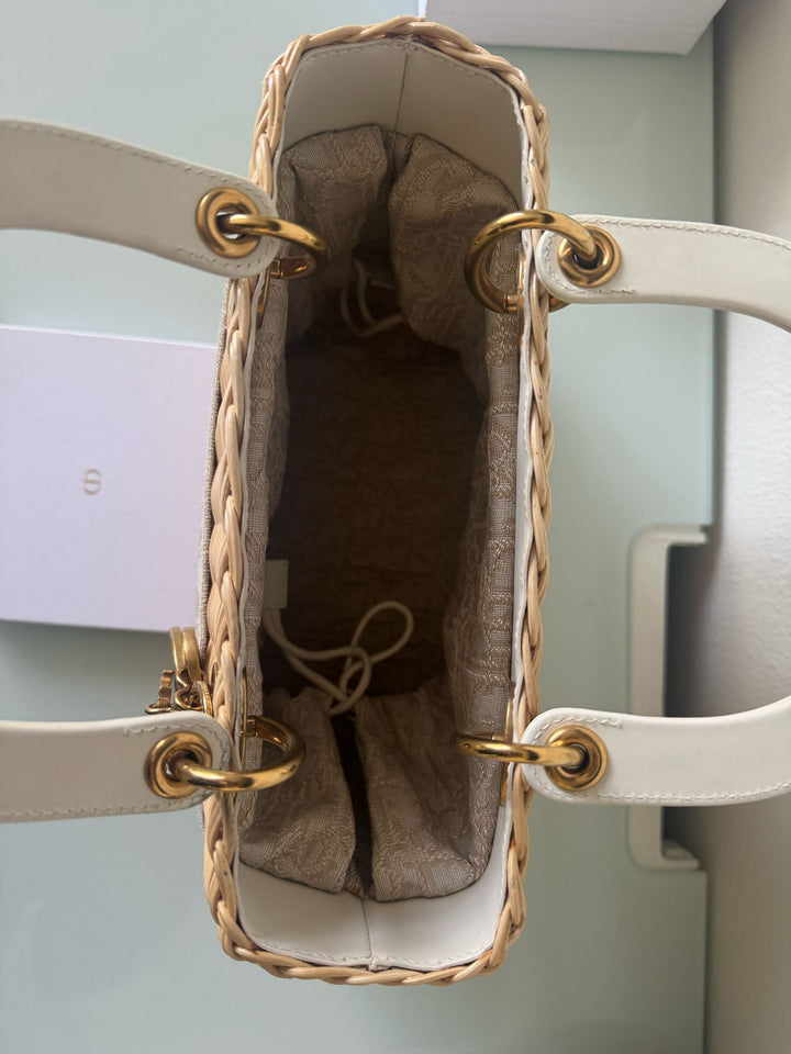 Dior Lady Dior Natural Rattan Beige Wicker Bag size Small