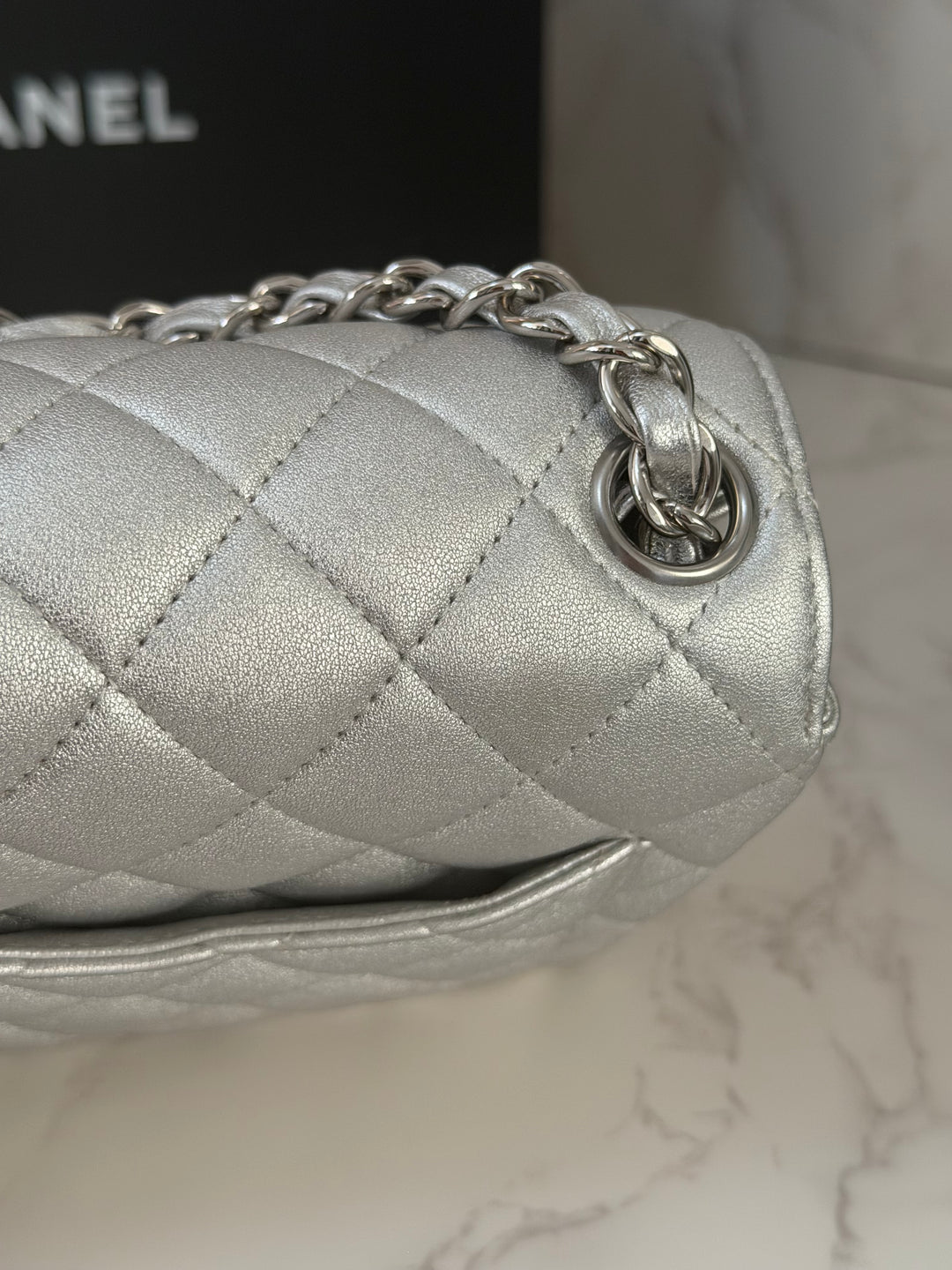 Chanel Series 31 21P Collection Iridescent Silver lambskin SHW Square Mini Flap Bag 2021