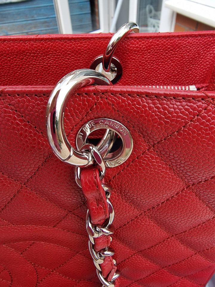 Chanel series 17 2012 Red Caviar SHW Grand Shopping Tote Bag (GST)