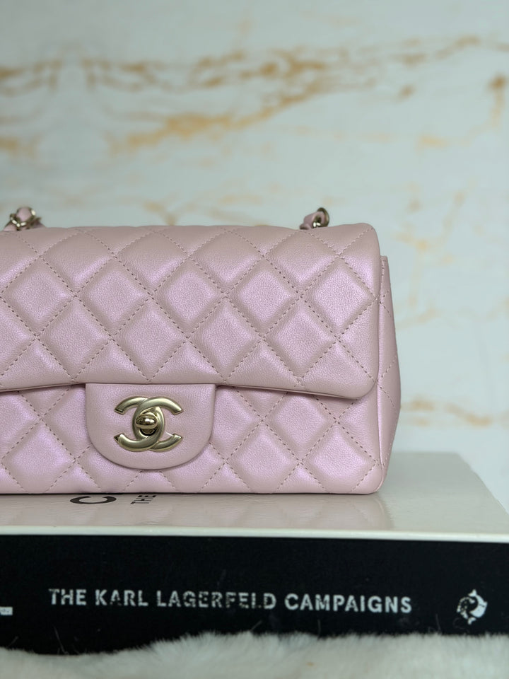 CHANEL 21S Light Pink Calf Skin LGHW Mini rectangular flap bag series 31 2021 *super rare*