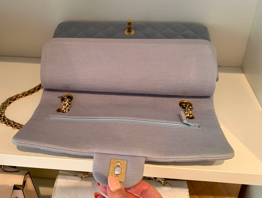 CHANEL Light Blue Jersey Reissue Flap Bag GHW